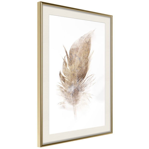 Poster - Lost Feather (Beige)  - goud passepartout